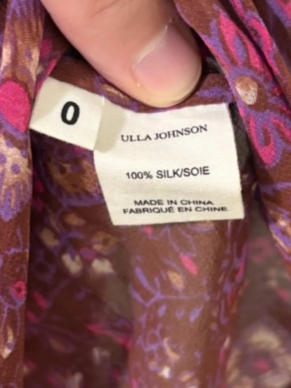 Ulla Johnson Renly Blouse Sumac Floral Paisley 100% Silk Sz 0 Ruffle Puff Sleeve
